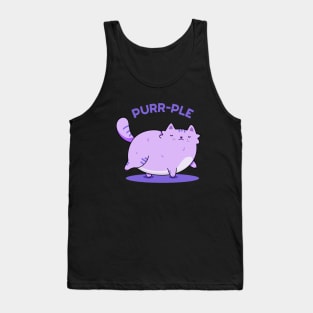 Purrrple Cute Chubby Purple Kitty Cat Pun Tank Top